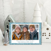 Blue & White Snowflake Holiday Post Kaart