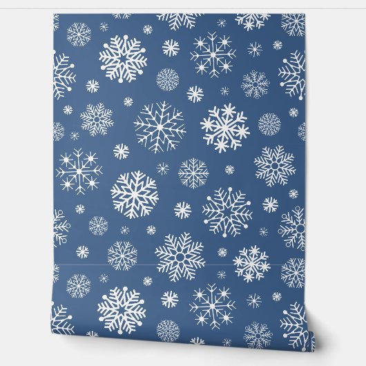 Blue & White Snowflake pattern for Your Kid Room Behang (Afrollen)