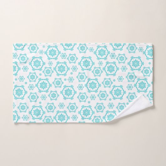 Blue White Snowflake Pattern Winter Holiday Bad Handdoek (Handdoek)