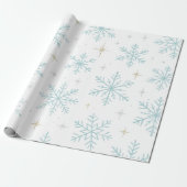 Blue & White Snowflake Sparkle Wrapping Paper  Cadeaupapier (Uitgerold)