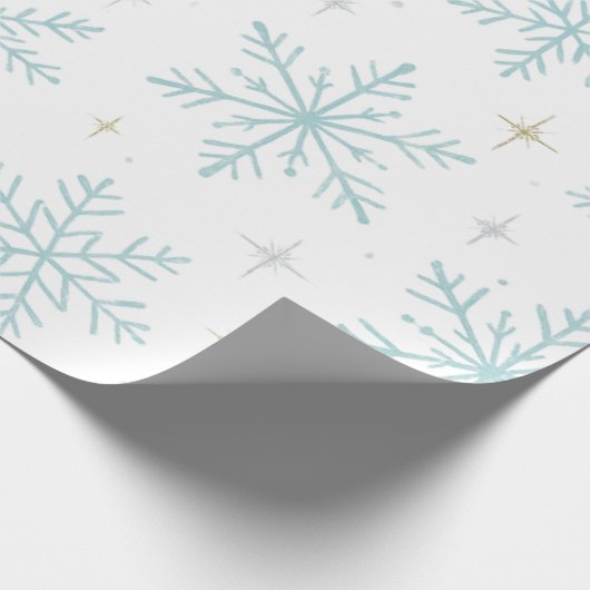 Blue & White Snowflake Sparkle Wrapping Paper  Cadeaupapier (Hoek)
