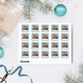 Blue & White Snowflake Vakantie Foto Stickers