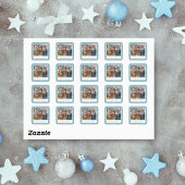 Blue & White Snowflake Vakantie Foto Stickers
