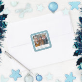 Blue & White Snowflake Vakantie Foto Stickers