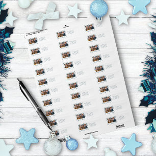 Blue & White Snowflake Vakantie Retourlabels Etiket