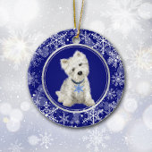 Blue White Snowflake Westie Kerstmis Keramisch Ornament