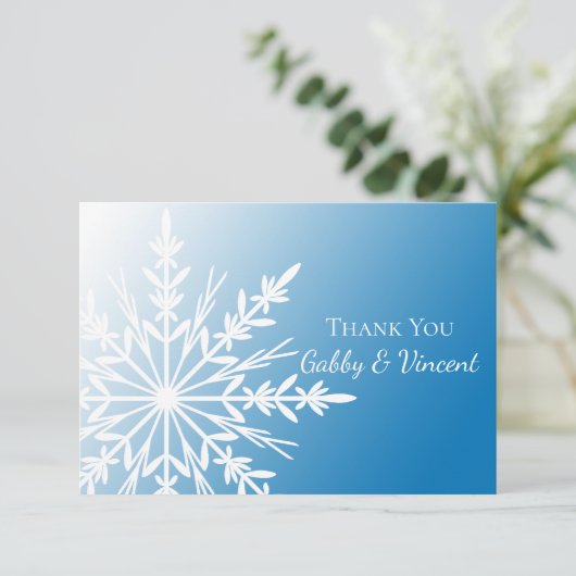 Blue White Snowflake Winter Weddenschap Kaart (Staand voorkant)