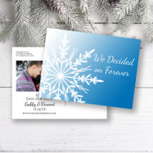 Blue White Snowflake Winter Wedding Save the Date