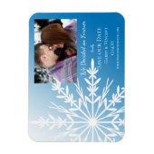 Blue White Snowflake Winter Wedding Save the Date Magneet (Verticaal)