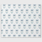 Blue White Snowflakes Bows Bulbs Christmas Cadeaupapier (Vlak)