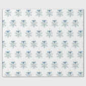 Blue White Snowflakes Bows Christmas Cadeaupapier (Vlak)