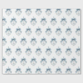 Blue White Snowflakes Bows Hearts Christmas Cadeaupapier (Vlak)