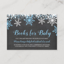 Blue White Snowflakes Boy Baby shower Boek Verzoek