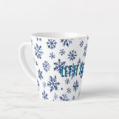 Blue White Snowflakes Christmas Latte Mok (Linkerhoek)