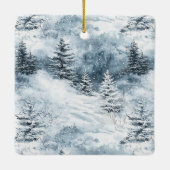 Blue White Snowflakes Deer Window Christmas Keramisch Ornament (Achterkant)