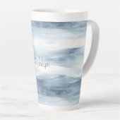 Blue White Snowflakes kerst Latte Mok (Rechterhoek)