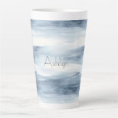 Blue White Snowflakes kerst Latte Mok (Voorkant)