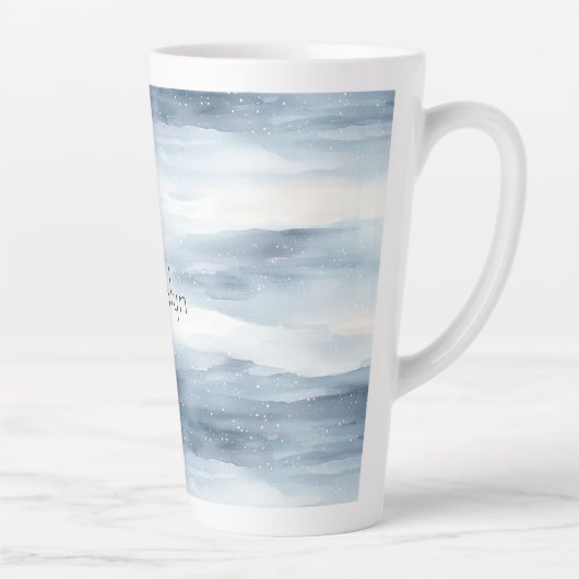 Blue White Snowflakes kerst Latte Mok (Rechts)