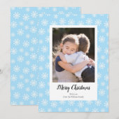 Blue White Snowflakes kerstfotokaarten Feestdagenkaart (Voorkant / Achterkant)