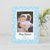 Blue White Snowflakes kerstfotokaarten Feestdagenkaart (Staand voorkant)