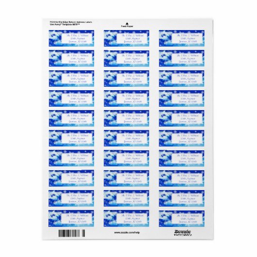 Blue White Snowflakes Return Address Label (Full Sheet)