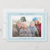 Blue White Snowflakes Winter Custom Photo Feestdagenkaart (Voorkant)