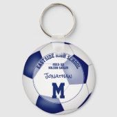 blue white soccer team personalized sports gifts sleutelhanger (Voorkant)