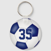 blue white soccer team personalized sports gifts sleutelhanger (Achterkant)