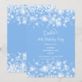 Blue White Sparkle Birthday Invitation Kaart (Voorkant / Achterkant)
