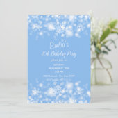 Blue White Sparkle Birthday Invitation Kaart (Staand voorkant)