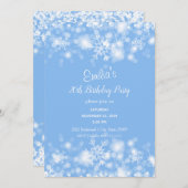 Blue White Sparkle Birthday Invitation Kaart (Voorkant / Achterkant)
