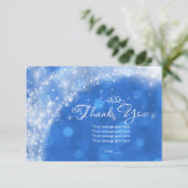 Blue & White Sparkle Cinderella Thank You Bedankkaart (Staand voorkant)