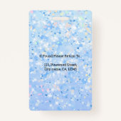 Blue White Sparkle Staff Employee Photo ID Badge (Achterkant)