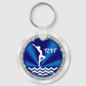 Blue White Specialized Gymnastics Gifts for Girls Sleutelhanger (Achterkant)