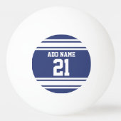 Blue White Sports Jersey Custom Name Number Pingpongbal (Voorkant)