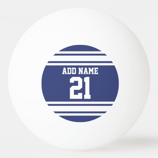 Blue White Sports Jersey Custom Name Number Pingpongbal (Voorkant)