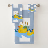 Blue & White Square Bathroom Towel Sets Ducks Bad Handdoek (Insitu)
