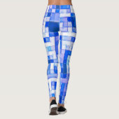 Blue White Square Geometric Pattern Personaliseren Leggings (Achterkant)