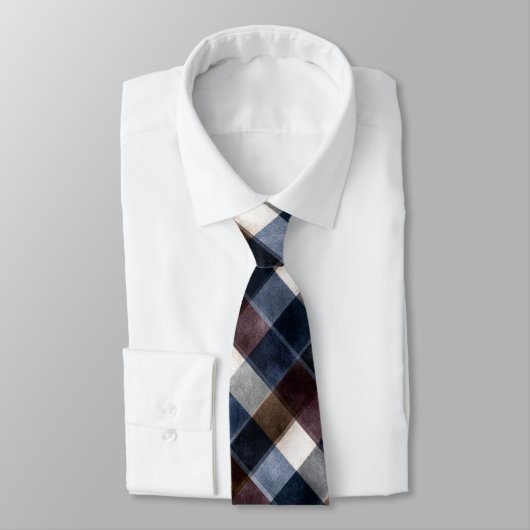 Blue White Squares Stropdas (Gebonden)