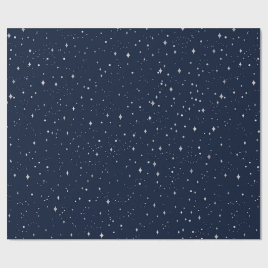 Blue & White Star Pattern Vakantie Cadeaupapier (Vlak)