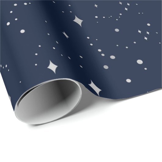 Blue & White Star Pattern Vakantie Cadeaupapier (Rol Hoek)