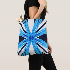 Blue White Starburst kerstster Snowflake Gift Tote Bag