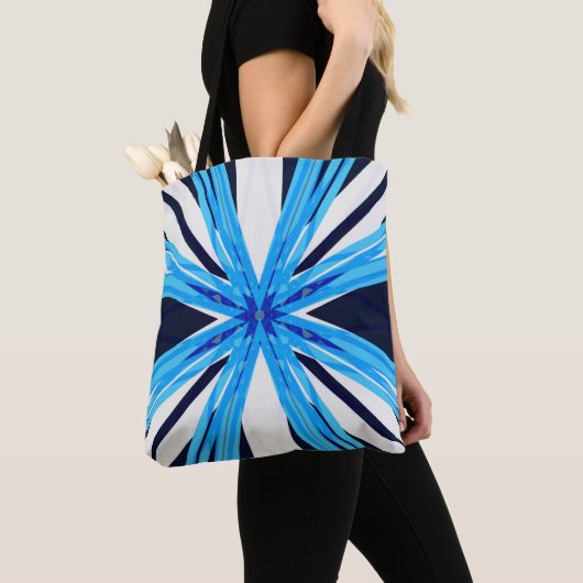 Blue White Starburst kerstster Snowflake Gift Tote Bag (Dichtbij)