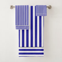 Blue White Stripe Bath Towel Set