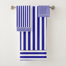 Blue White Stripe Bath Towel Set  Bad Handdoek