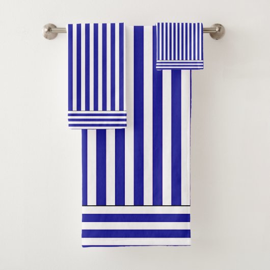 Blue White Stripe Bath Towel Set  Bad Handdoek (Insitu)