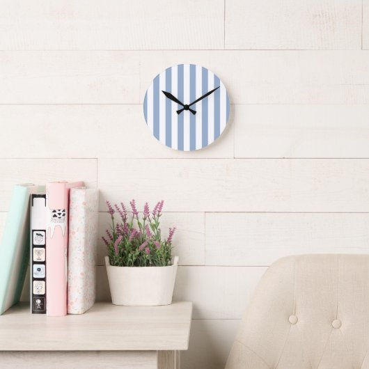 Blue & White Stripe Clock Ronde Klok (Leeskamer)