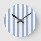 Blue & White Stripe Clock Ronde Klok (Voorkant)