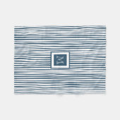 Blue White Stripe Custom Monogram Aangepast op maa Fleece Deken (Voorkant (Horizontaal))
