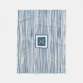 Blue White Stripe Custom Monogram Aangepast op maa Fleece Deken (Voorkant)